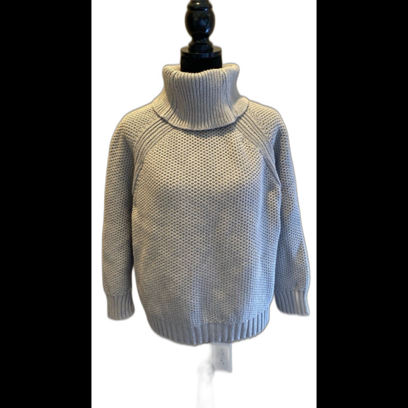 Haven Sweater Turtleneck Gray Sz XL 100% Cotton Rough Texture Knit Cropped - Picture 1 of 12